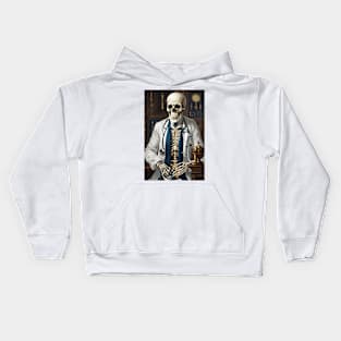 Doctor skeleton in his clinic Kids Hoodie